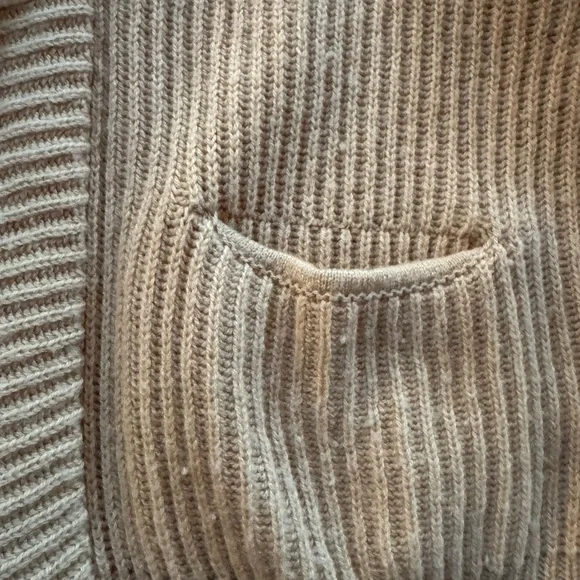 Vince Women's Tan Ribbed Knitted Cashmere/Wool Blend Cardigan Sweater - Picture 6 of 7